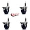 Service Caster 4'' Solid Poly Swivel 1'' Expanding Stem Caster Set with Brake, 4PK SCC-EX20S414-SPUS-PLB-1-4 - alternate 2